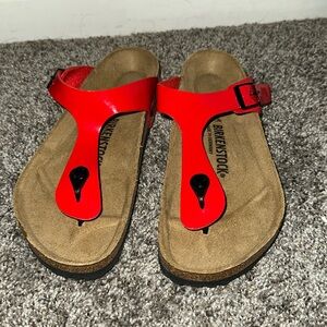 Women’s Gizeh Birkenstock, Natural Leather Patent